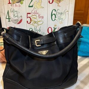 Prada Black Nylon and Leather Shoulder Bag